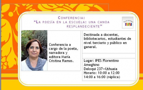La escritora María Cristina Ramos brindará una conferencia en Ushuaia
