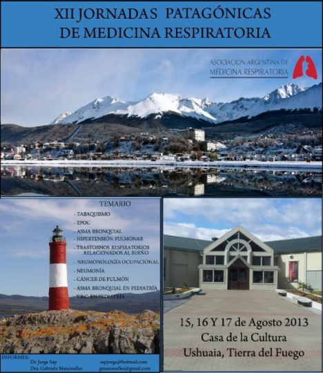 Se realizarán en Ushuaia las XII Jornadas Patagónicas de Medicina Respiratoria